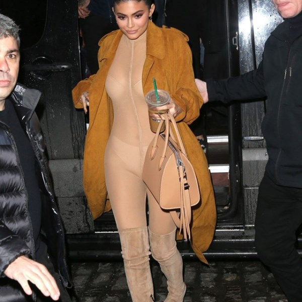 Kylie Jenner in pantyhose suit